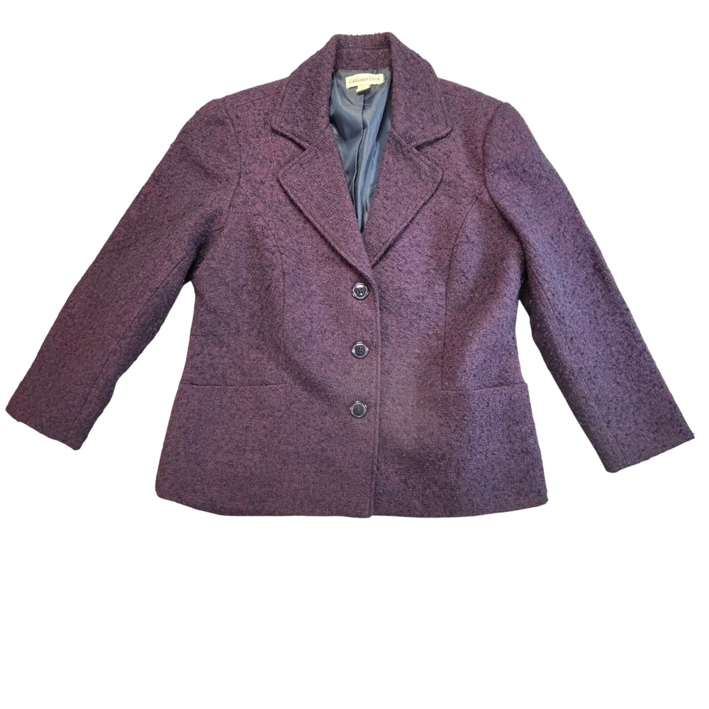 Coldwater Creek Womens Textured Blazer Jacket Purple‎ Blue Blend Size P14